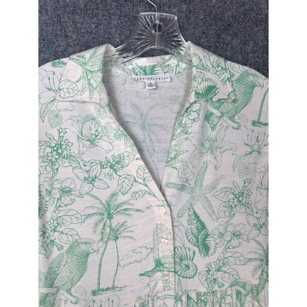 Jane and Delancey Pale Mint Botanical Collared Midi Dress - Picture 6 of 14